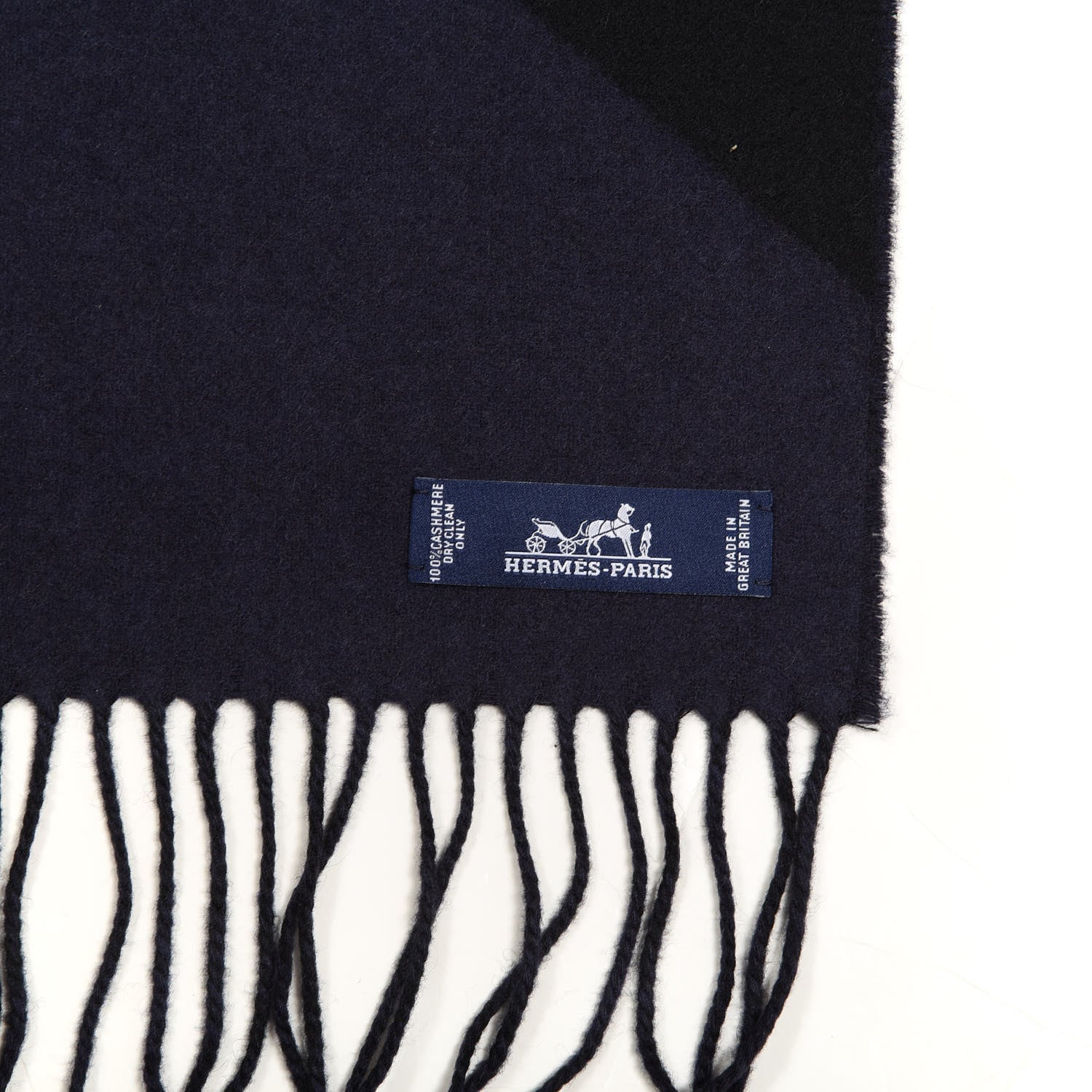 Hermes Cashmere Casaque Chevron Muffler Marine Black 3 of 3