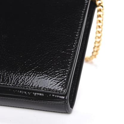 Saint Laurent Textured Patent Calfskin Monogram Kate Chain Wallet Black 9 of 10