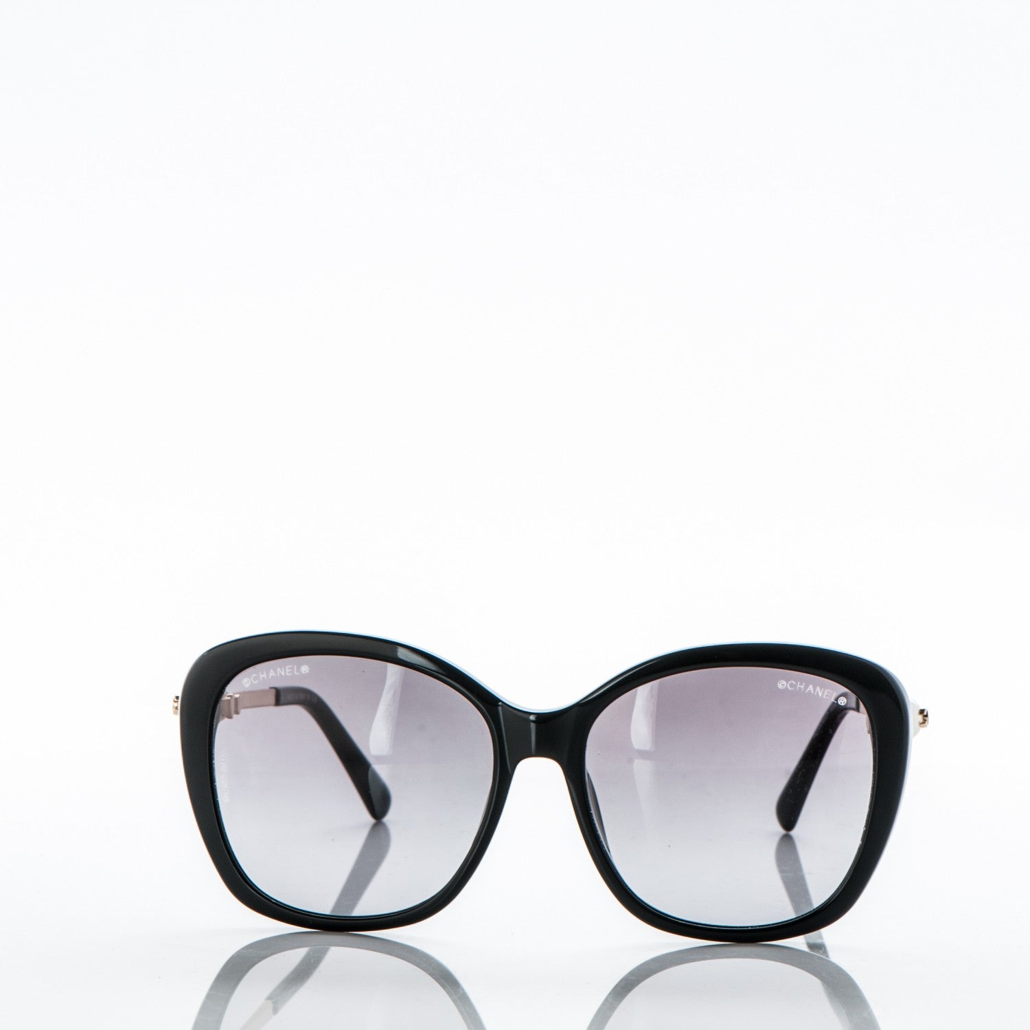 Chanel Acetate Butterfly Winter Pearl Sunglasses 5339-H Black 2 of 7