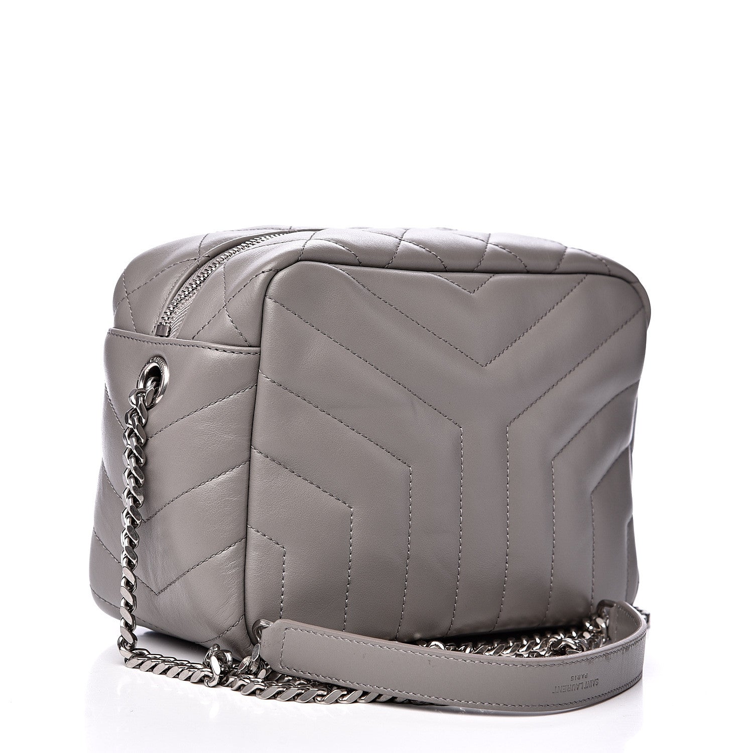 Saint Laurent Calfskin Y Quilted Monogram Small Loulou Bowling Bag Light Grey 2 of 8