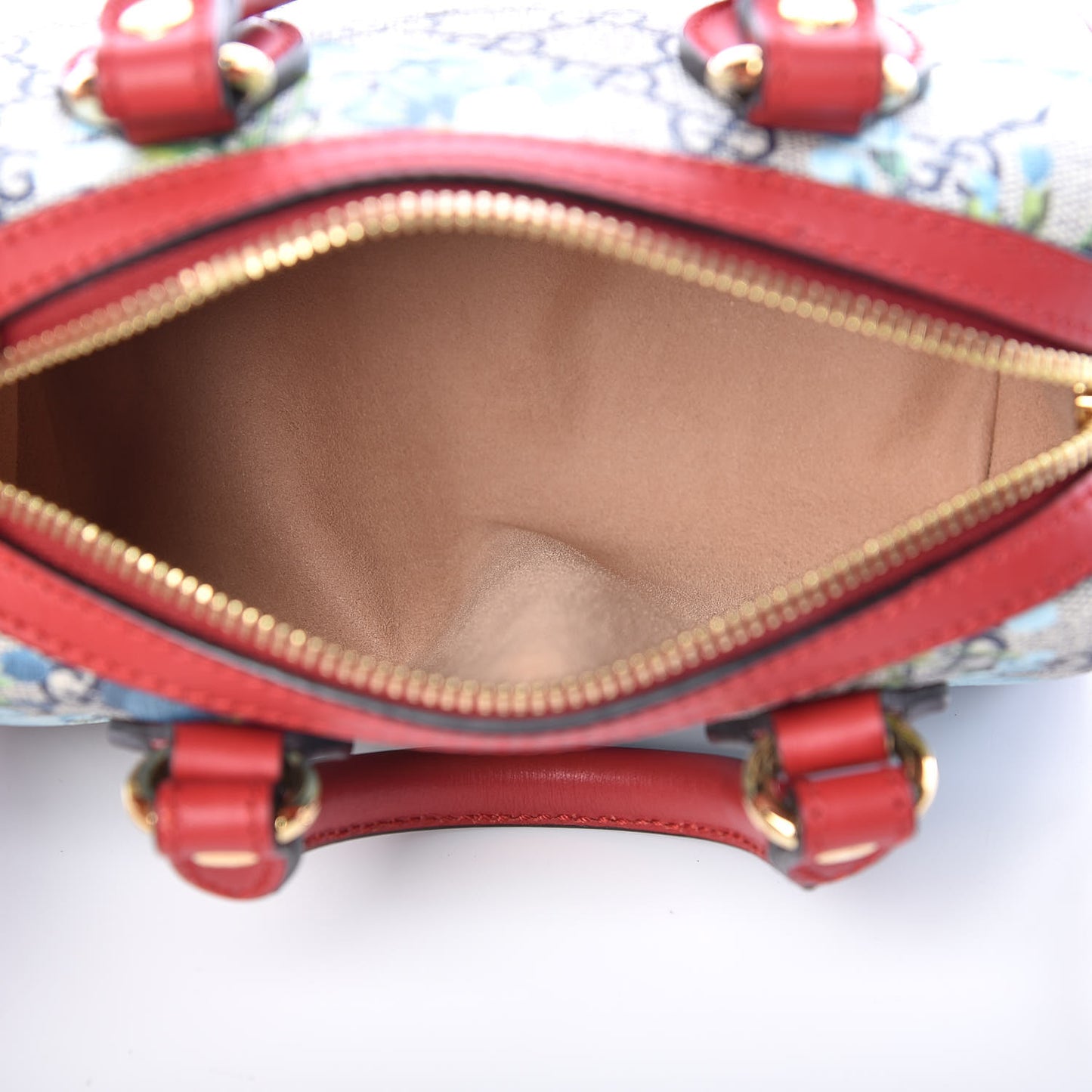 GG Supreme Monogram Blooms Mini Boston Navy Blue Hibiscus