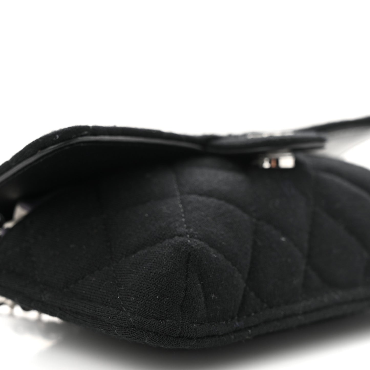 Jersey Fabric Quilted Foldable Tote With Chain Black Multicolor