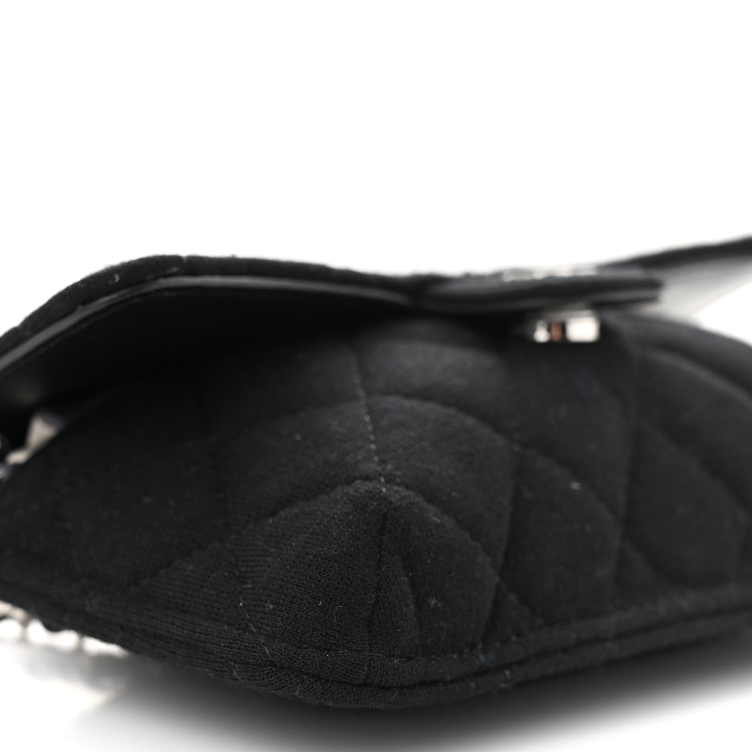 Chanel Jersey Fabric Quilted Foldable Tote With Chain Black Multicolor 15 of 19