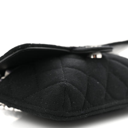 Chanel Jersey Fabric Quilted Foldable Tote With Chain Black Multicolor 15 of 19