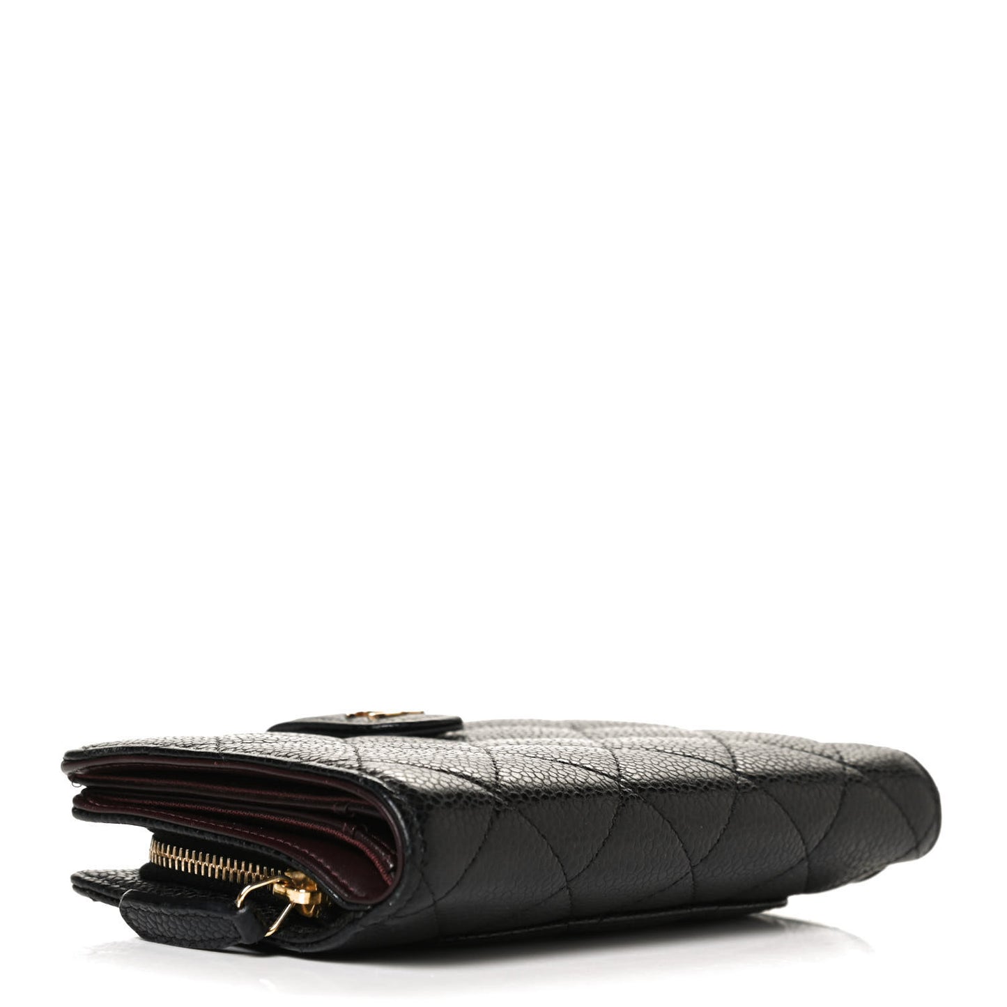 Caviar Quilted Zipped Pocket Wallet Black