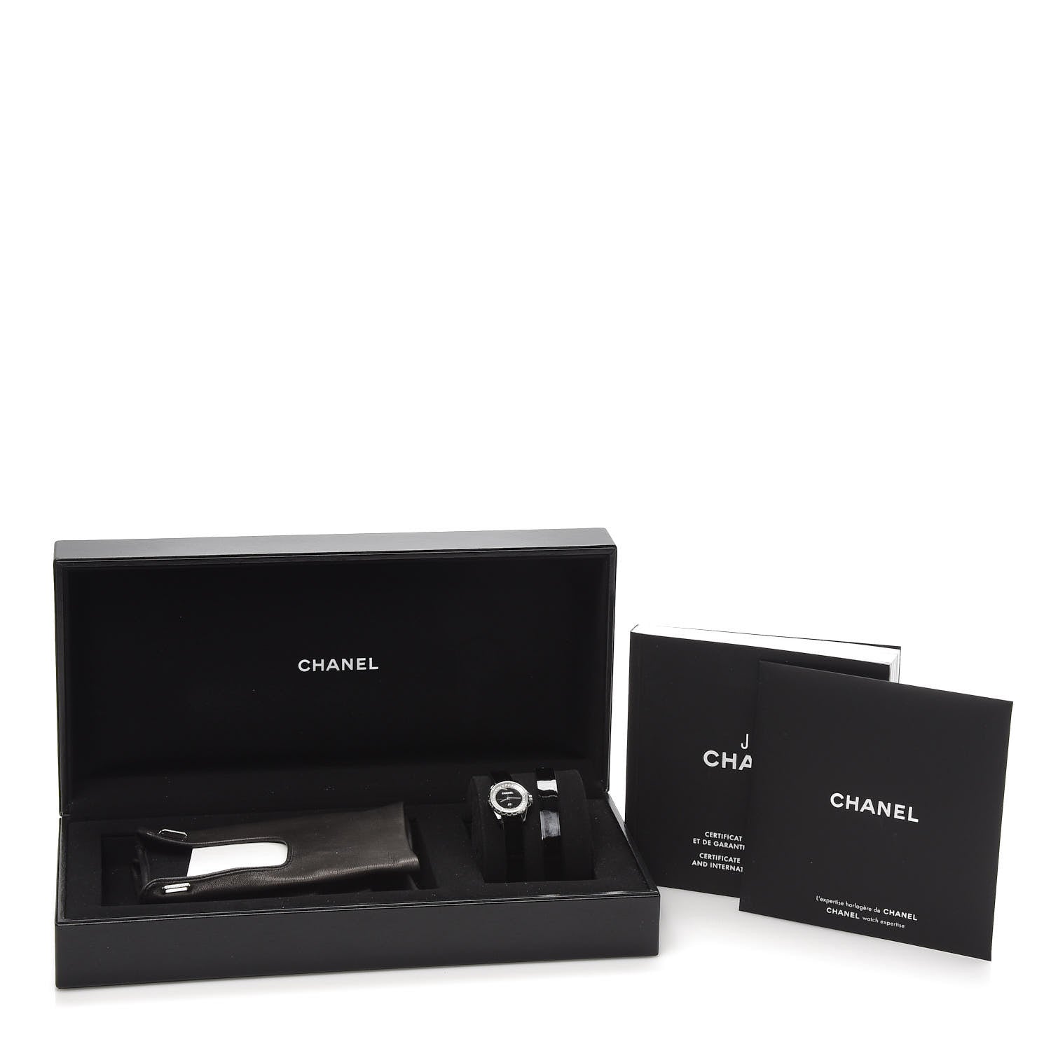 Chanel Stainless Steel Patent Calfskin Ceramic Diamond 19mm J12-XS Glove Watch Black 13 of 13
