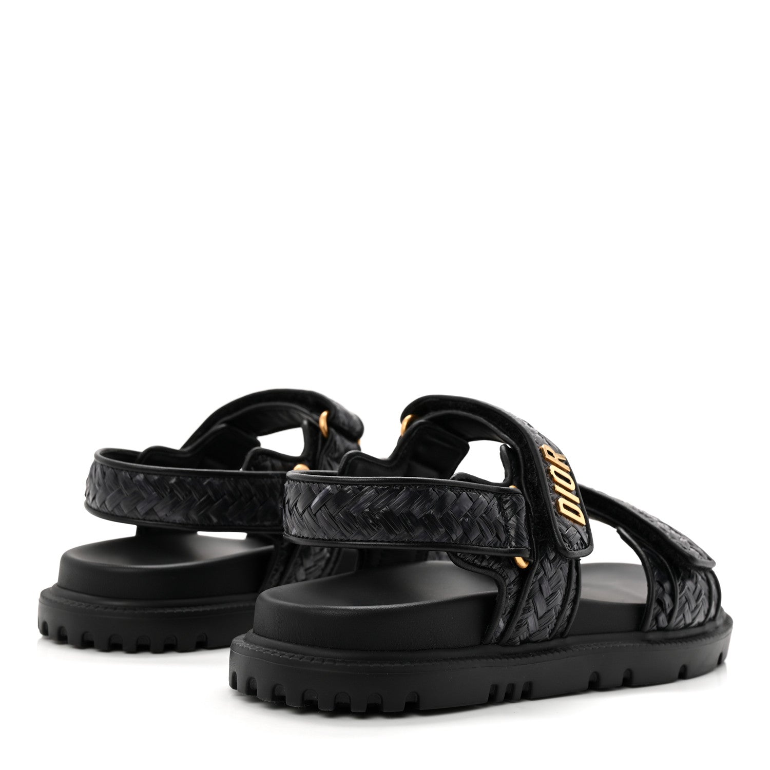 Christian Dior Woven Raffia Jute Dioract 10mm Sandals 38 Black 5 of 9