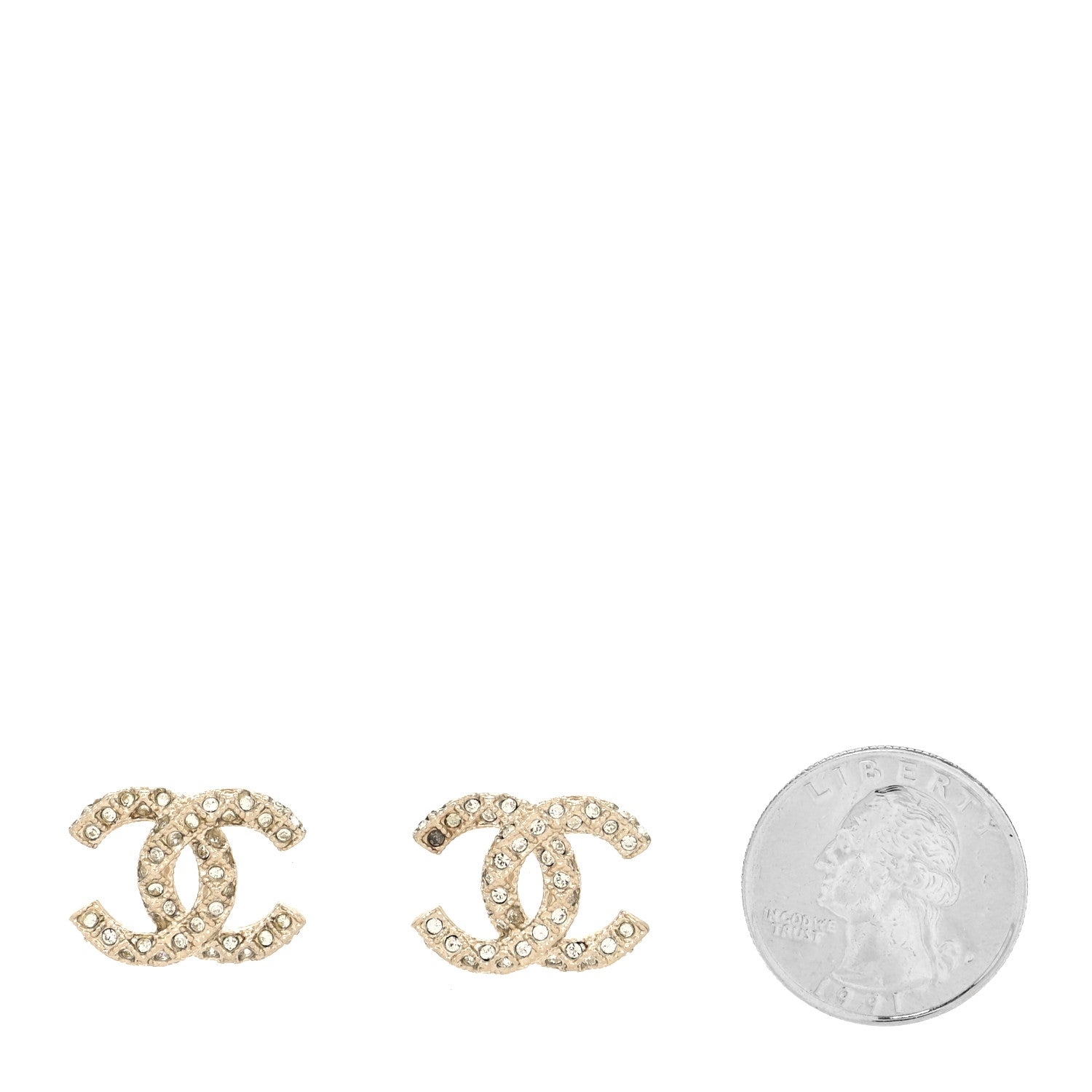 Chanel Crystal CC Earrings Gold 2 of 5