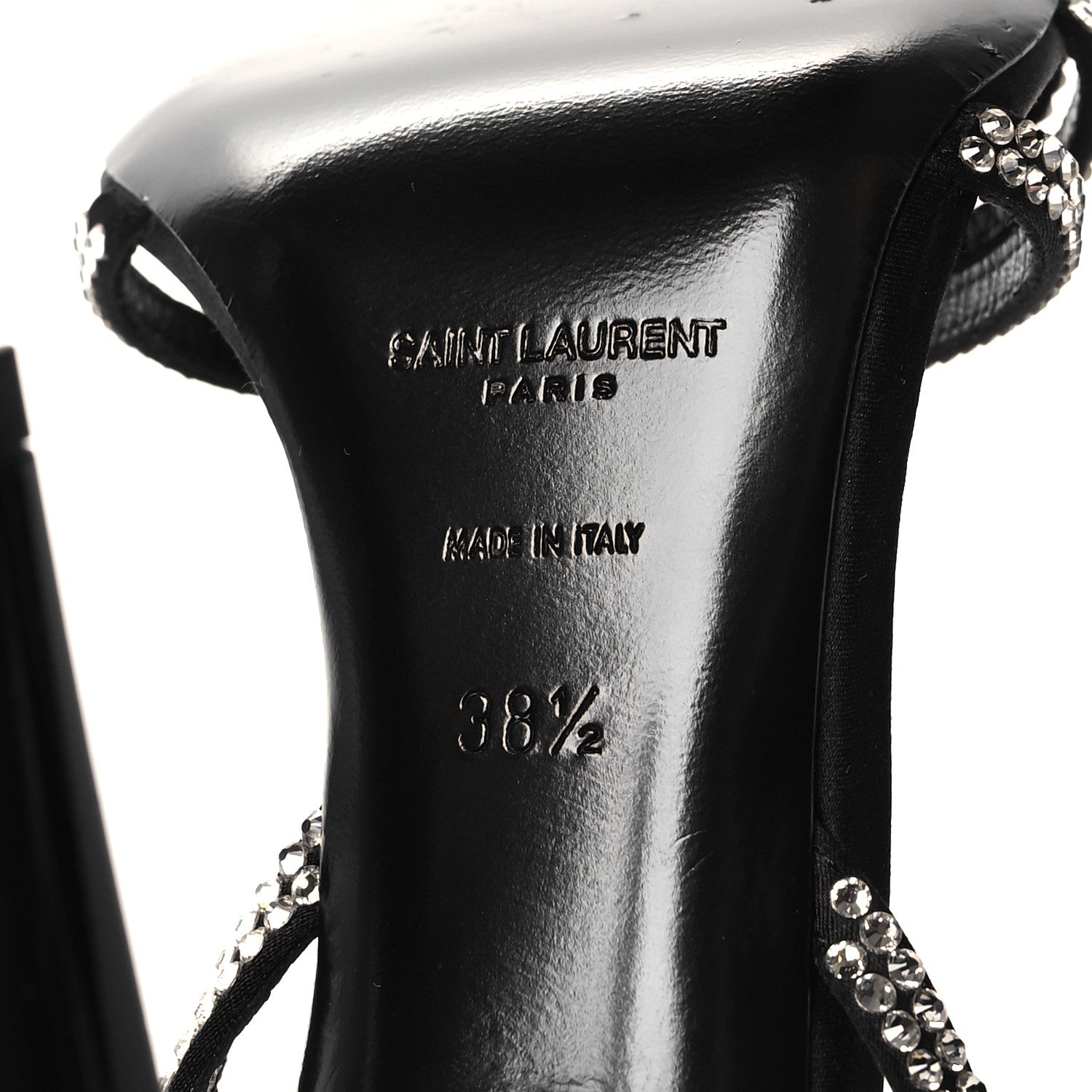 Saint Laurent Satin Crystal Ava 105 Sandals 38.5 Black 6 of 8