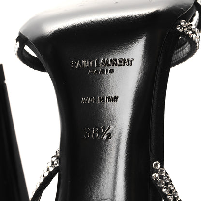 Saint Laurent Satin Crystal Ava 105 Sandals 38.5 Black 6 of 8