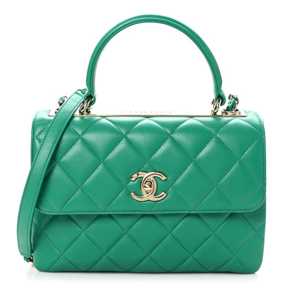 Chanel Lambskin Quilted Small Trendy CC Flap Dual Handle Bag Green 1 of 10