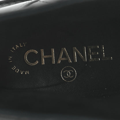 Chanel Shiny Goatskin Calfskin Quilted Lace Up Combat Boots 37 Black 9 of 11