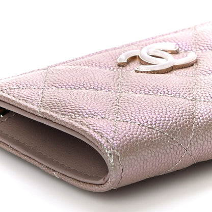 Chanel Iridescent Caviar Quilted Zipped Key Holder Case Beige 9 of 11