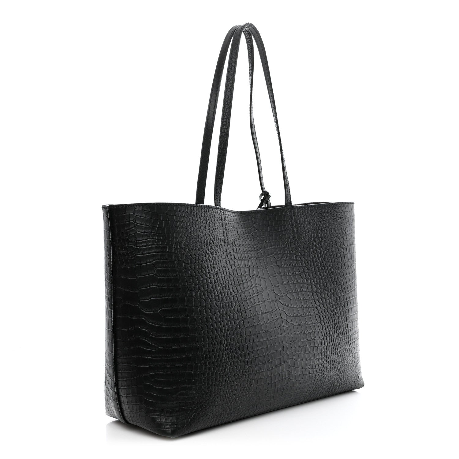 Jimmy Choo Calfskin Crocodile Embossed Nine2Five East West Tote Black 4 of 15
