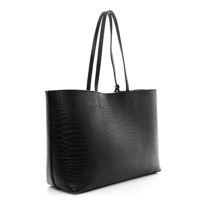 Jimmy Choo Calfskin Crocodile Embossed Nine2Five East West Tote Black 4 of 15