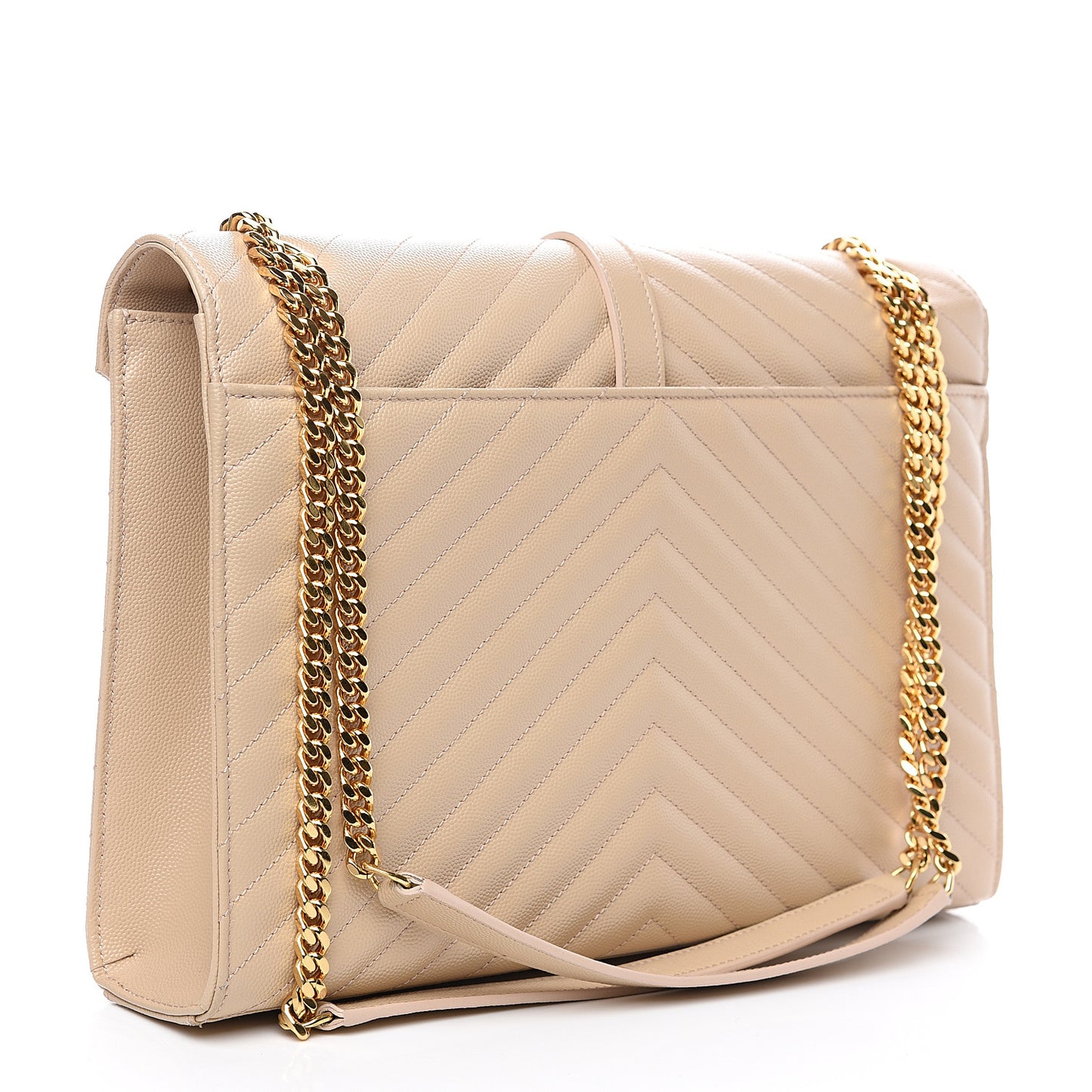 Grain De Poudre Matelasse Chevron Large Monogram Satchel Nude Powder