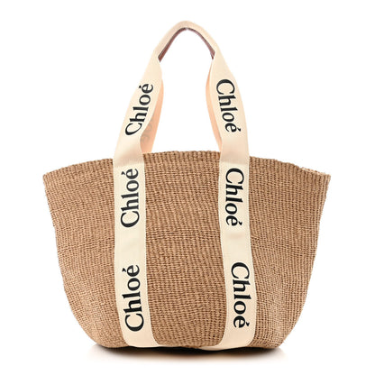 Chloe Raffia Large Woody Basket Bag White 1 of 11