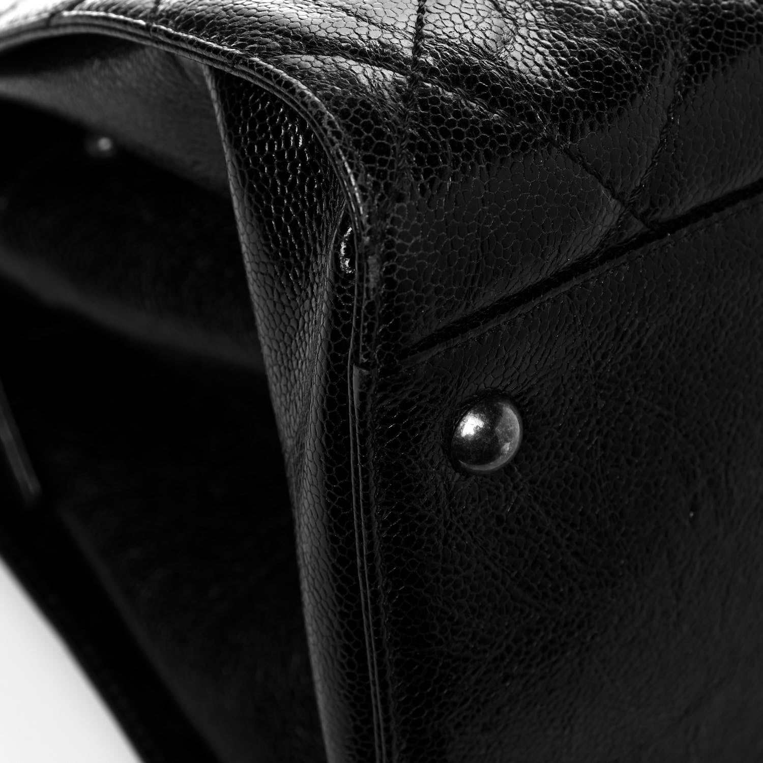 Chanel Crumpled Grained Calfskin Quilted CC Crave Tote Black 9 of 14