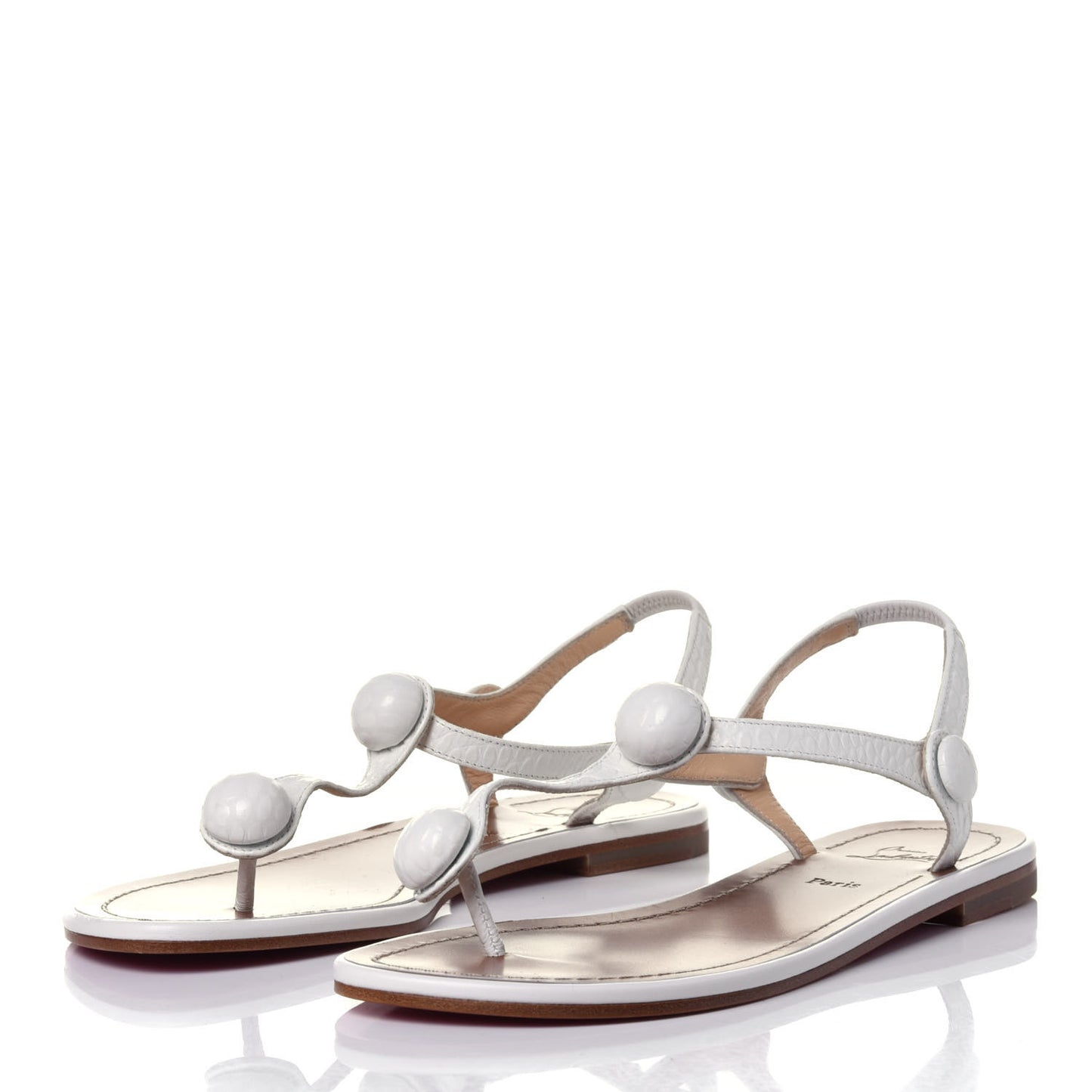 Calfskin Jurassic Nappa Planet Ball Flat Sandals 36 White