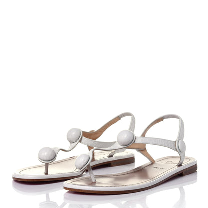 Christian Louboutin Calfskin Jurassic Nappa Planet Ball Flat Sandals 36 White 3 of 10