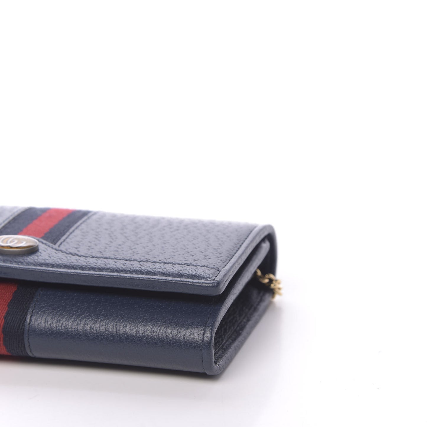 Textured Calfskin Web Ophidia Wallet On Chain Blue Agata