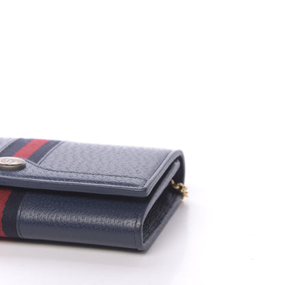 Gucci Textured Calfskin Web Ophidia Wallet On Chain Blue Agata 8 of 10