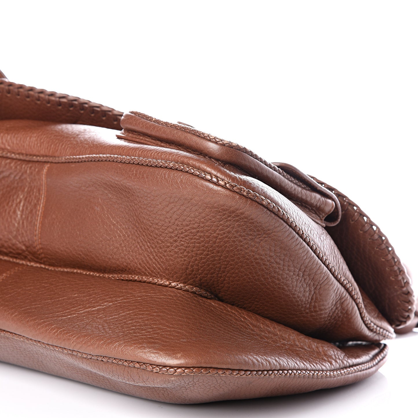 Calfskin Braided Gaucho Double Saddle Bag Brown