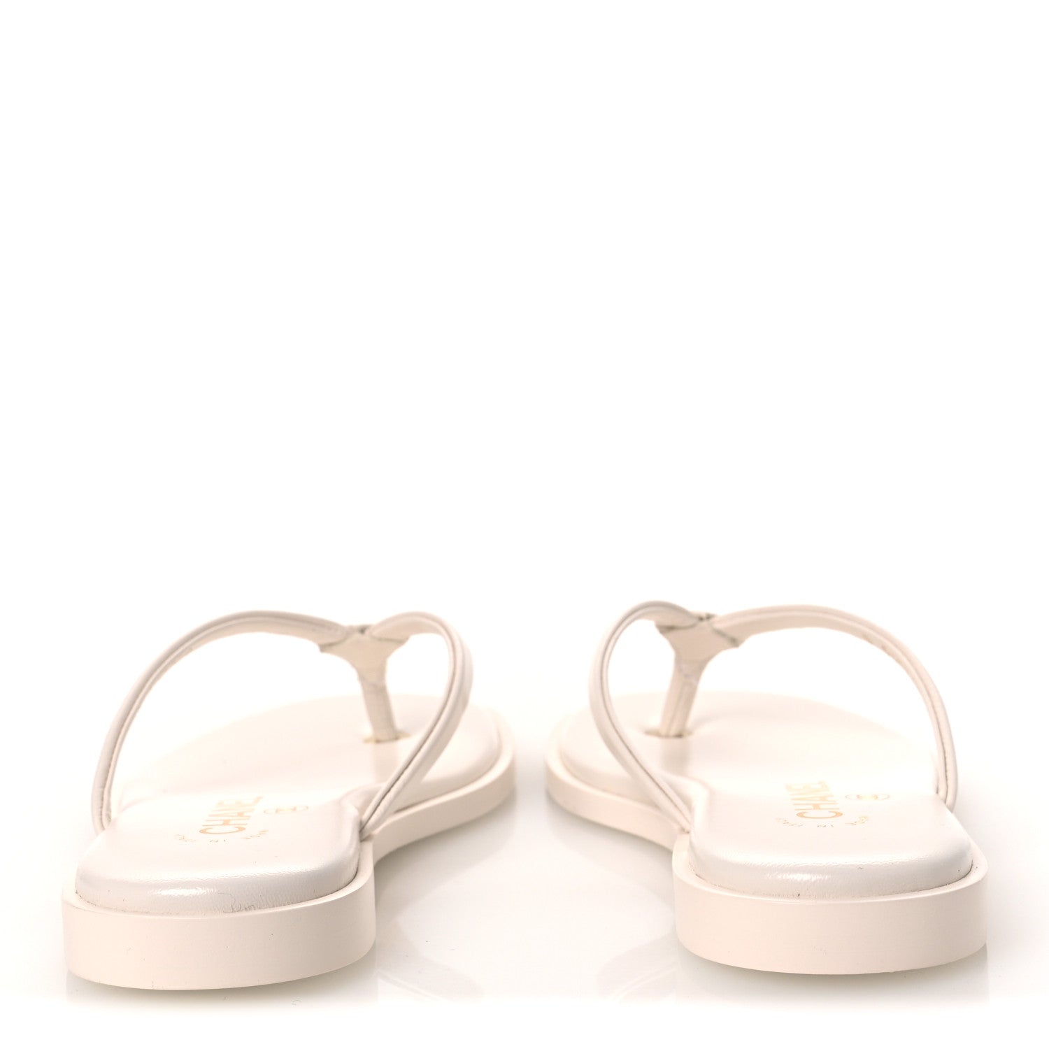 Chanel Goatskin CC Times Square Thong Sandals 35 White 6 of 11