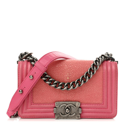 Chanel Galuchat Stingray Small Boy Flap Pink 1 of 14