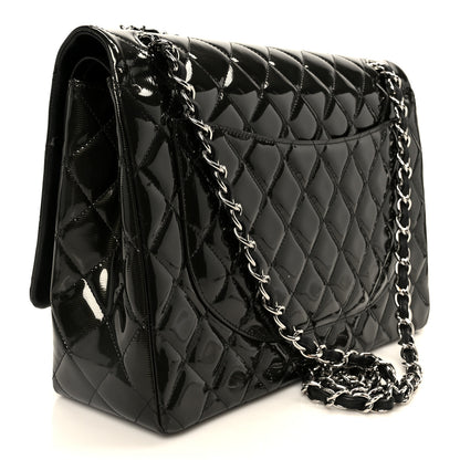 Chanel Striated Patent Quilted Maxi Double Flap Black 3 of 11