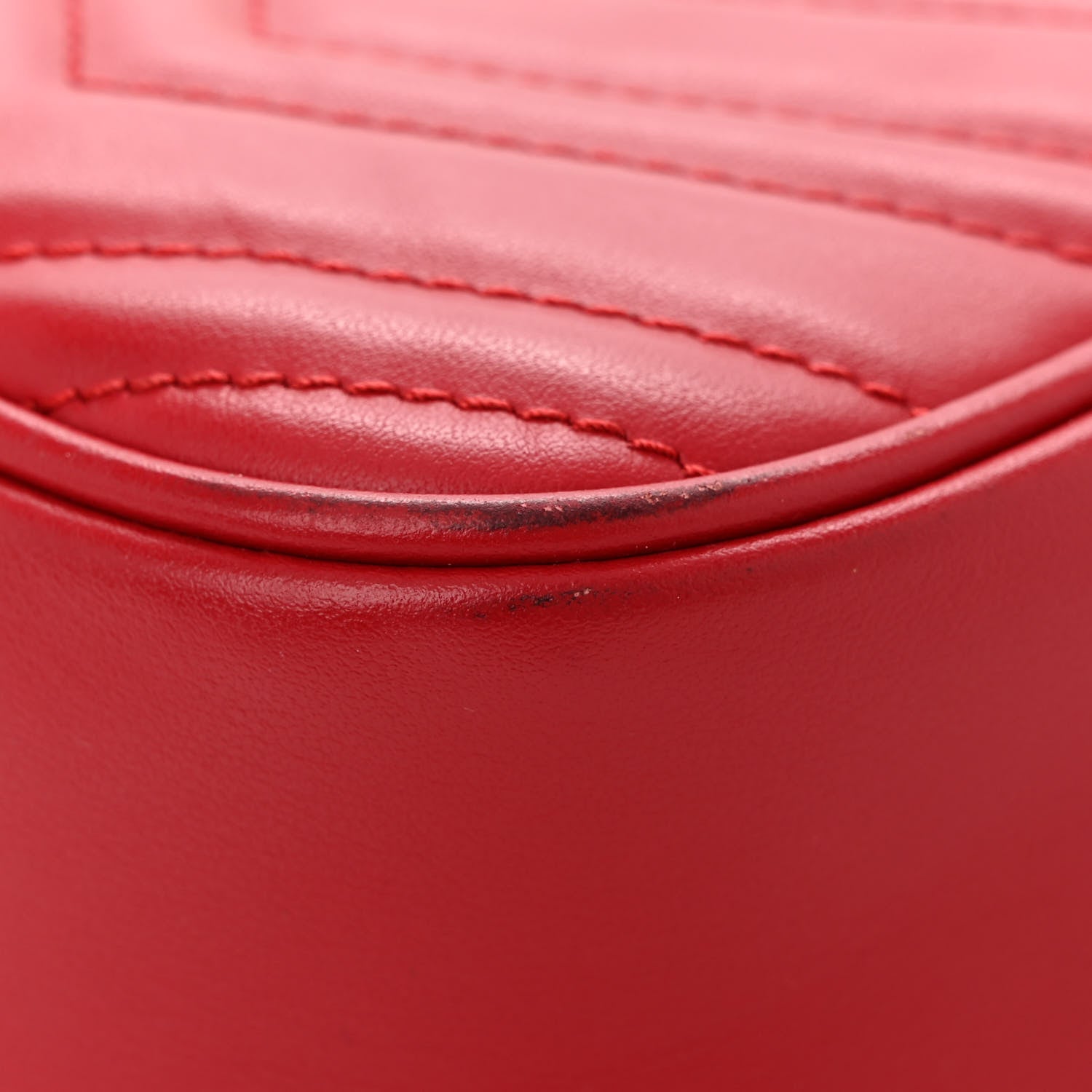 Gucci Calfskin Matelasse Small GG Marmont Chain Shoulder Bag Hibiscus Red 15 of 17