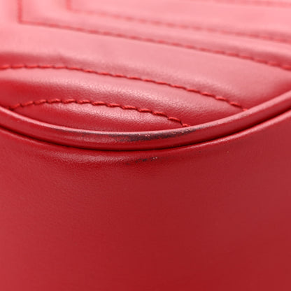 Gucci Calfskin Matelasse Small GG Marmont Chain Shoulder Bag Hibiscus Red 15 of 17