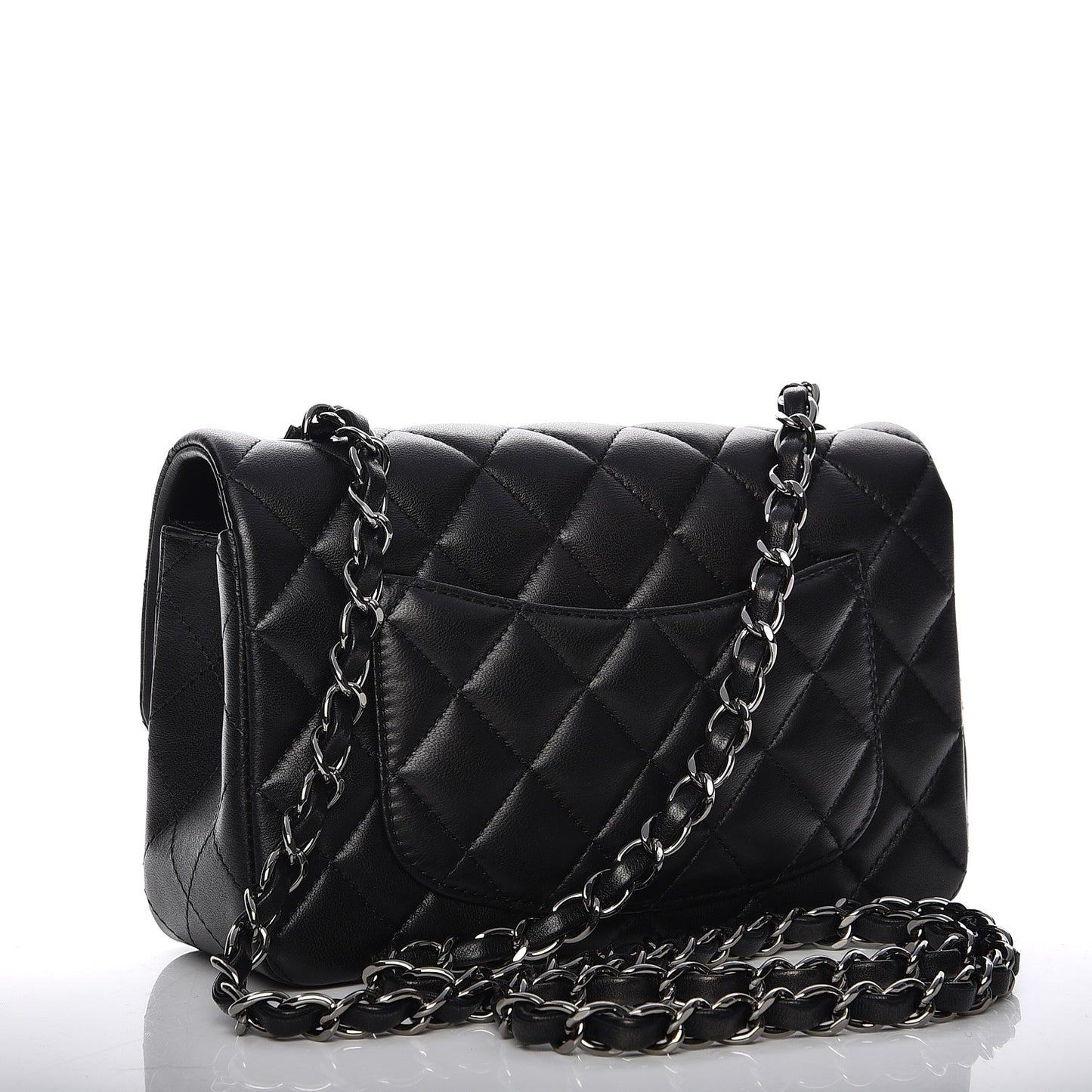 Lambskin Quilted Mini Rectangular Flap Black