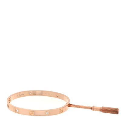 Cartier 18K Pink Gold 4 Diamond LOVE Bracelet 18 7 of 8