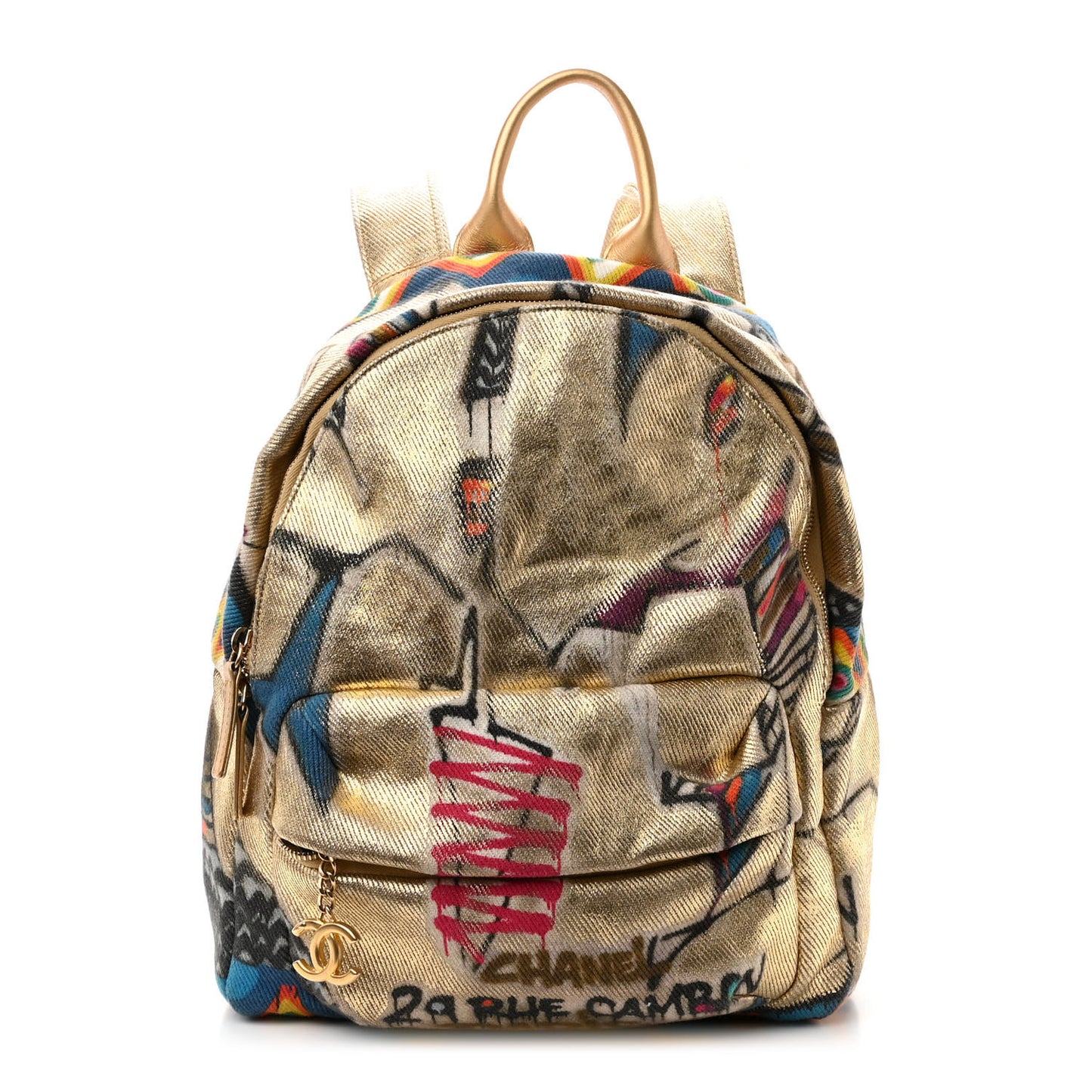 Graffiti Printed Canvas Street Spirit Backpack Multicolor