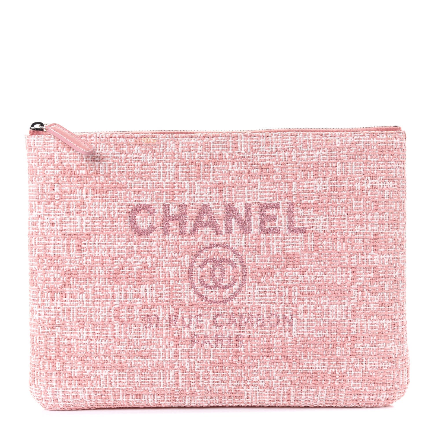 Chanel Canvas Medium Deauville Pouch Pink 1 of 5