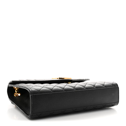 Saint Laurent Grain De Poudre Textured Mixed Matelasse Triquilt Medium Monogram Satchel Black 4 of 10