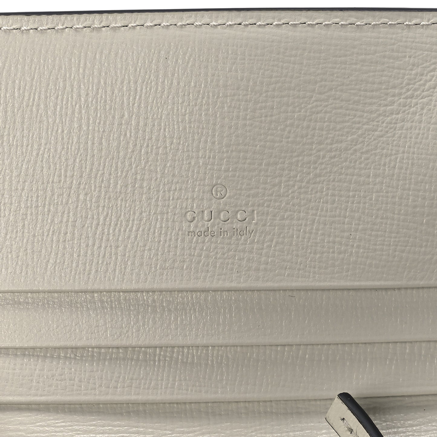 GG Supreme Monogram Textured Dollar Calfskin Web Jackie 1961 Card Case Beige Ebony Mystic White