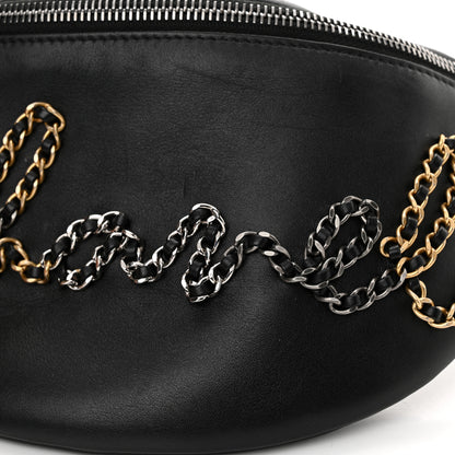 Chanel Calfskin Chain 20s Signe Waist Bag Black 12 of 15