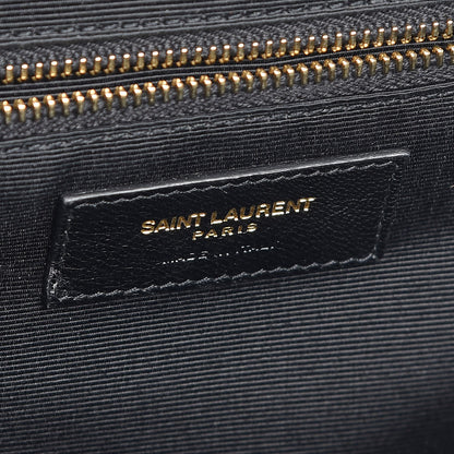 Saint Laurent Grain De Poudre Matelasse Chevron Large Monogram Satchel Black 7 of 8