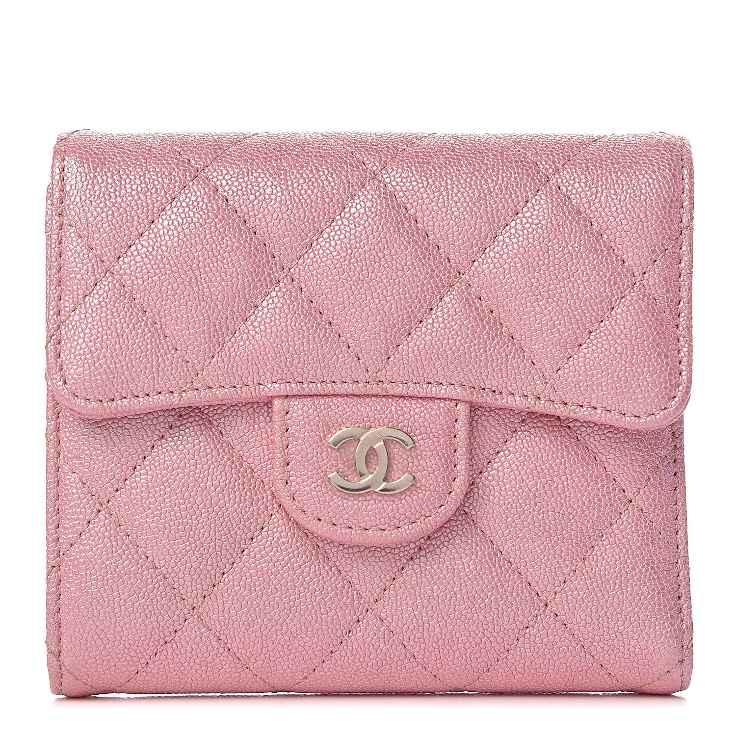 Chanel Iridescent Caviar Quilted Compact Flap Wallet Pink 1 of 7