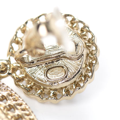 Chanel Metal Enamel Chain CC Clip On Earrings Gold Black 4 of 4