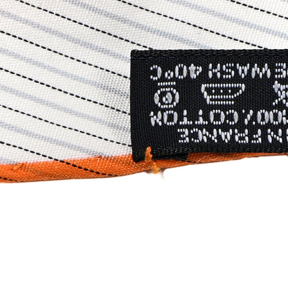 Hermes Cotton Losange Scarf GM Grey Black Orange 6 of 8