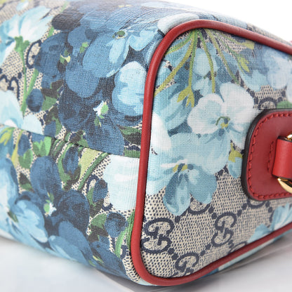 Gucci GG Supreme Monogram Blooms Mini Boston Navy Blue Hibiscus 6 of 9