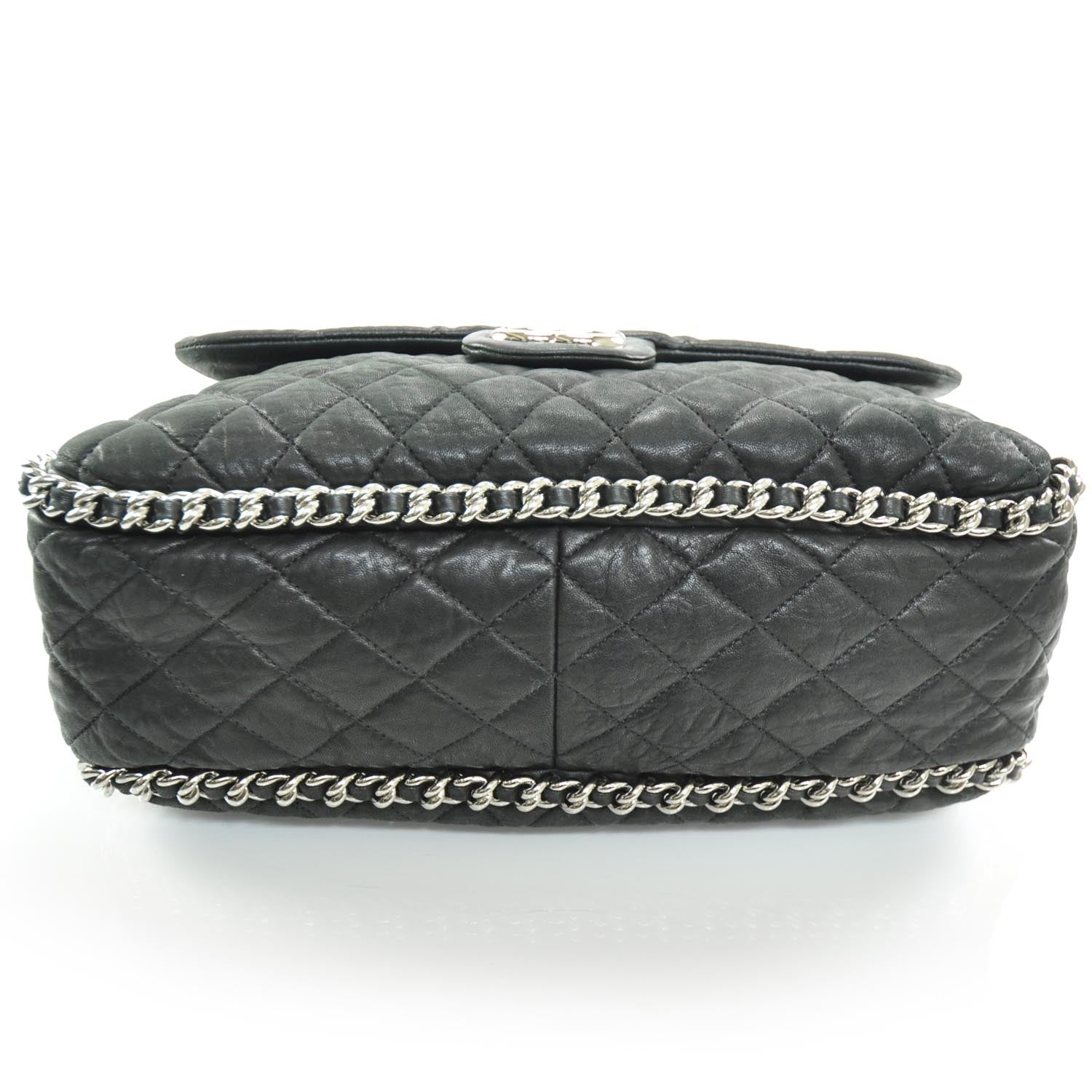 Chanel Washed Lambskin Chain Around Maxi Flap Bag Black 4 of 10