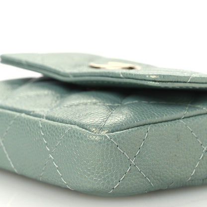 Chanel Iridescent Caviar Quilted Pearl On Top Coin Purse With Chain Light Green 11 of 12
