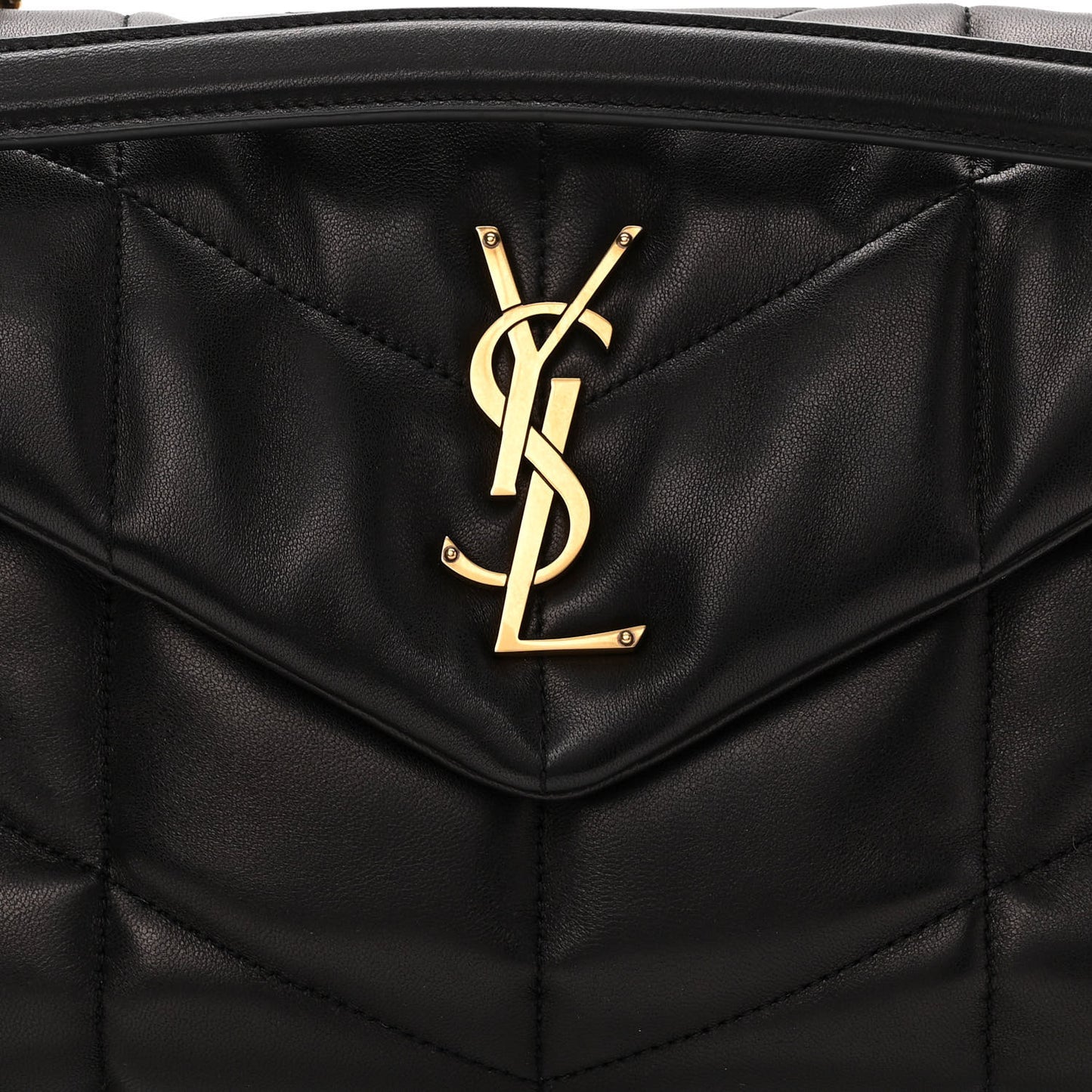 Lambskin Quilted Small Loulou Puffer Monogram Chain Satchel Black
