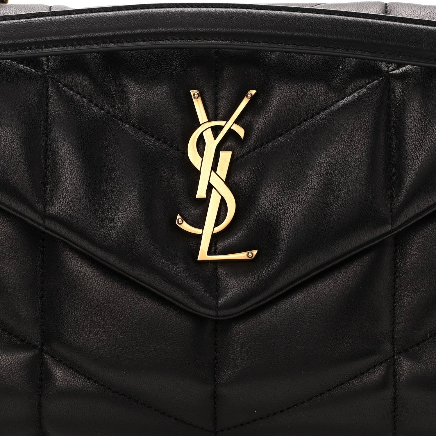 Saint Laurent Lambskin Quilted Small Loulou Puffer Monogram Chain Satchel Black 9 of 11