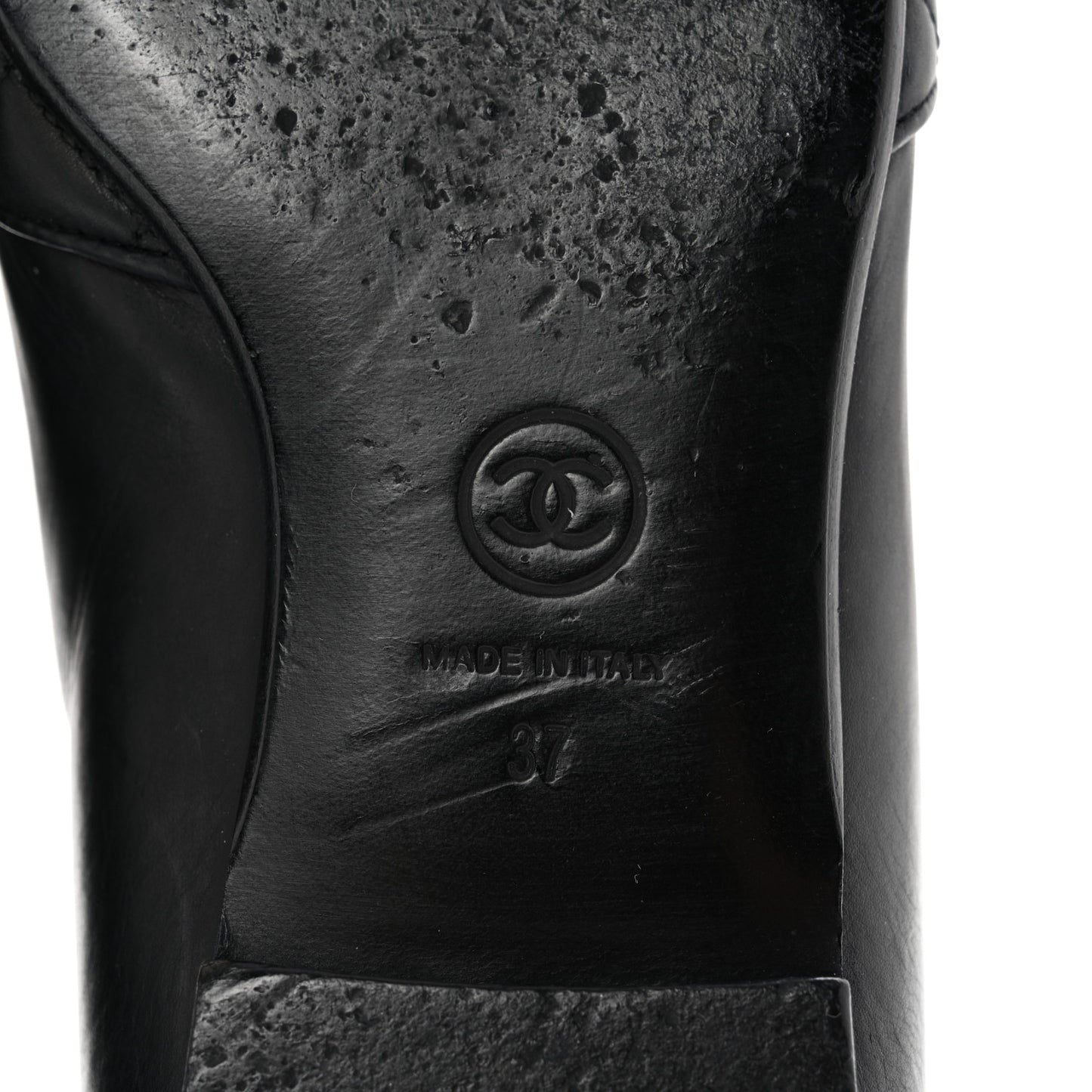 Calfskin Quilted CC Moccasin Loafers 37 Black