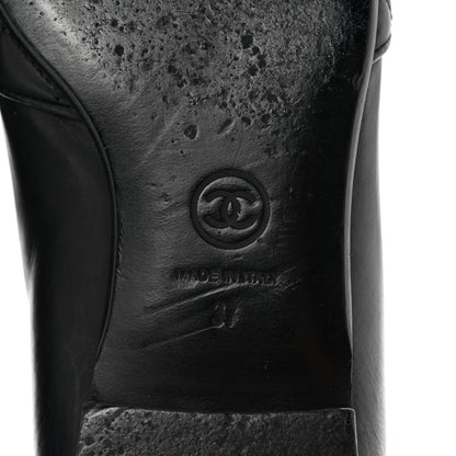Chanel Calfskin Quilted CC Moccasin Loafers 37 Black 6 of 8